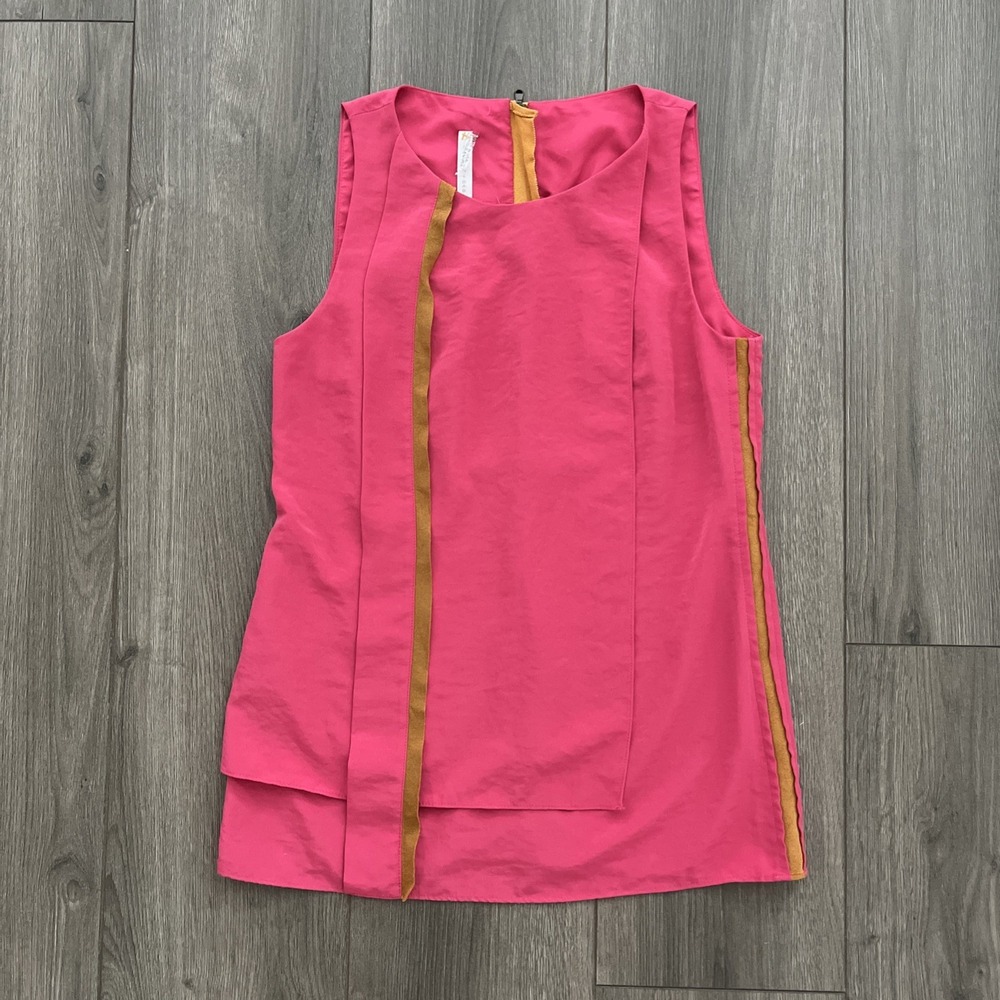 Sachin + Babi Sleeveless Blouse Womens S Back Zipper Pink Made In USA